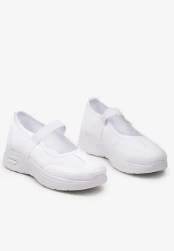 Białe Tenisówki na Płaskiej Podeszwie z Perforacją i Elastyczną Wstawką Xolema