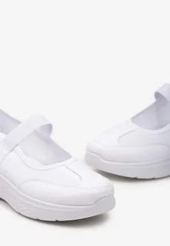 Białe Tenisówki na Płaskiej Podeszwie z Perforacją i Elastyczną Wstawką Xolema