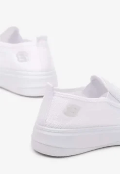 Białe Tenisówki na Platformie bez Zapięcia Ozdobione z Przodu Perforacją Prinesa