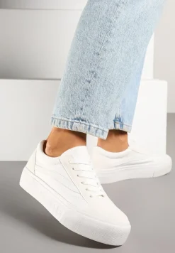 Białe Tenisówki o Klasycznym Fasonie na Niskiej Platformie Mepaira