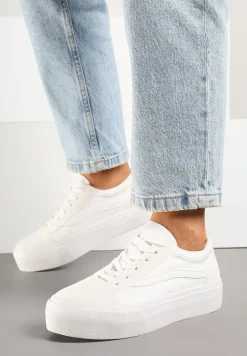Białe Tenisówki o Klasycznym Fasonie na Niskiej Platformie Mepaira