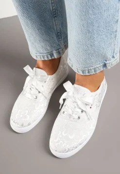 Białe Tenisówki Ozdobione Kwiatami Telesiena