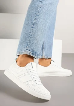 Białe Tenisówki Ozdobione Paskami Meloti