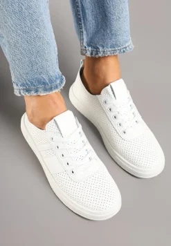 Białe Tenisówki Ozdobione Paskami Meloti