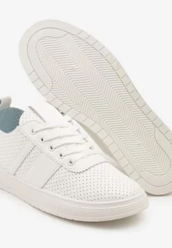 Białe Tenisówki Ozdobione Paskami Meloti