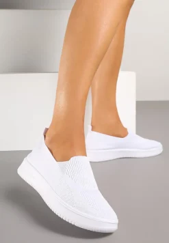 Białe Tenisówki Ozdobione Siateczkową Cholewką Eraniletia