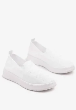 Białe Tenisówki Ozdobione Siateczkową Cholewką Eraniletia