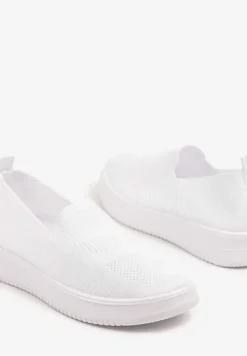 Białe Tenisówki Ozdobione Siateczkową Cholewką Eraniletia