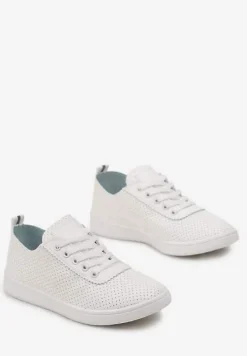 Białe Tenisówki przed Kostkę z Perforacją Rineli