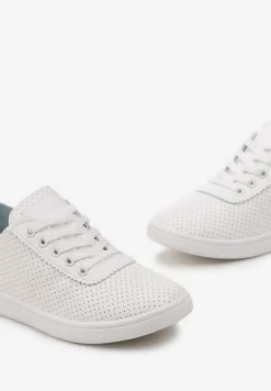 Białe Tenisówki przed Kostkę z Perforacją Rineli