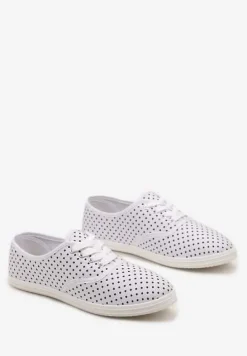 Białe Tenisówki przed Kostkę w Kropki Porenia