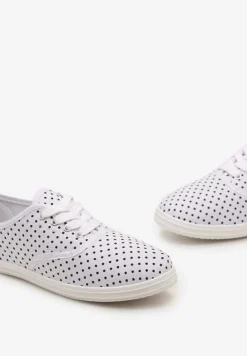 Białe Tenisówki przed Kostkę w Kropki Porenia