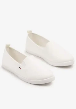 Białe Tenisówki Vices Basic z Materiałowymi Gumkami Aretela