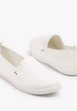 Białe Tenisówki Vices Basic z Materiałowymi Gumkami Aretela