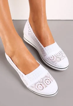 Białe Tenisówki z Ażurowej Siateczki na Niskiej Koturnie Nerurae