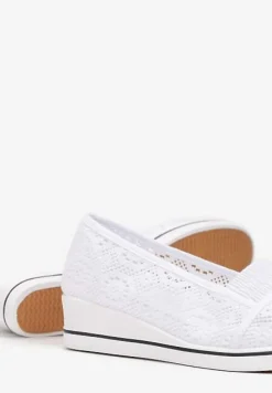 Białe Tenisówki z Ażurowej Siateczki na Niskiej Koturnie Nerurae