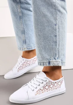 Białe Tenisówki z Ażurowymi Wstawkami Po Bokach Salessa