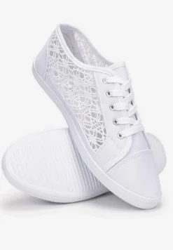 Białe Tenisówki z Ażurowymi Wstawkami Po Bokach Salessa