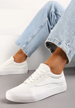 Białe Tenisówki z Boczną Naszywką Simeris