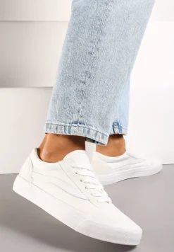 Białe Tenisówki z Boczną Naszywką Simeris