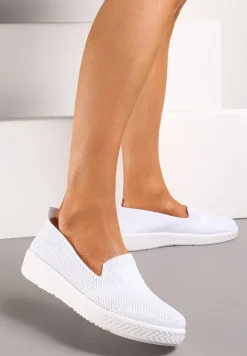 Białe Tenisówki z Elastyczną Cholewką przed Kostkę Iskada