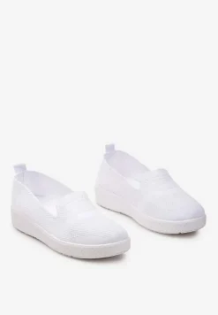 Białe Tenisówki z Elastyczną Cholewką przed Kostkę Iskada