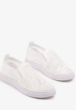 Białe Tenisówki z Koronkową Cholewką Fenvalia