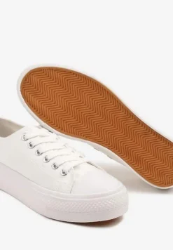 Białe Trampki Basic z Cholewką przed Kostkę na Niskiej Platformie Senadra