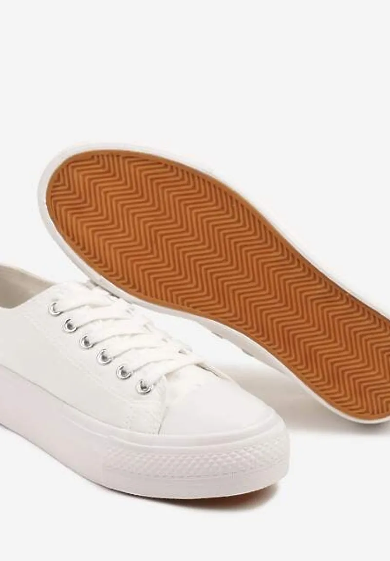 Białe Trampki Basic z Cholewką przed Kostkę na Niskiej Platformie Senadra