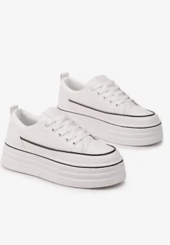 Białe Trampki na Grubej Platformie Santtes