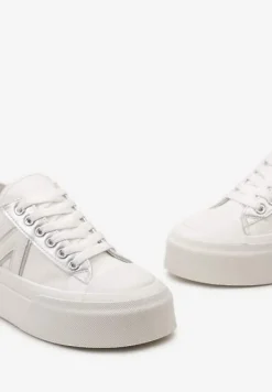 Białe Trampki na Grubej Podeszwie Sznurowane Peonema