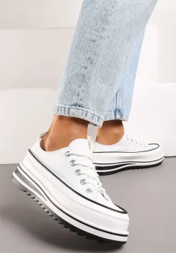 Białe Trampki na Masywnej Platformie z Cholewką przed Kostkę Ableeva