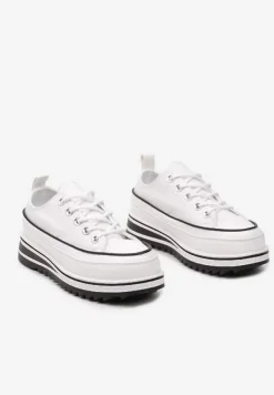 Białe Trampki na Masywnej Platformie z Cholewką przed Kostkę Ableeva