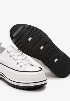 Białe Trampki na Masywnej Platformie z Cholewką przed Kostkę Ableeva