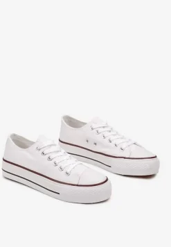 Białe Trampki na Niskiej Platformie przed Kostkę Rosma