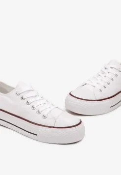 Białe Trampki na Niskiej Platformie przed Kostkę Rosma