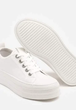 Białe Trampki na Niskiej Platformie Ozdobione Cyrkoniami Felelith