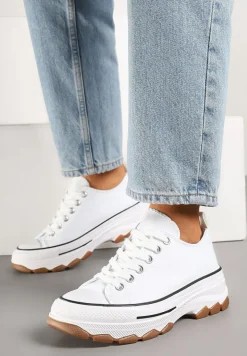 Białe Trampki na Platformie z Niską Cholewką Evalloria