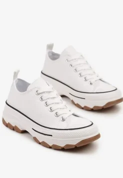 Białe Trampki na Platformie z Niską Cholewką Evalloria