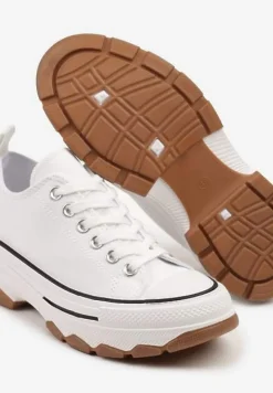 Białe Trampki na Platformie z Niską Cholewką Evalloria