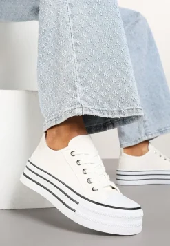 Białe Trampki na Platformie Przed Kostkę Evelzivis