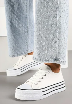 Białe Trampki na Platformie Przed Kostkę Evelzivis