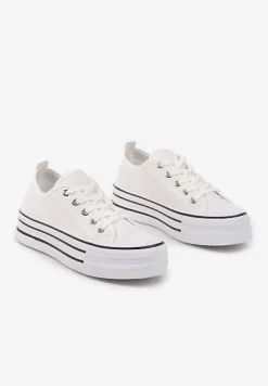 Białe Trampki na Platformie Przed Kostkę Evelzivis