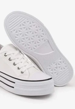 Białe Trampki na Platformie Przed Kostkę Evelzivis