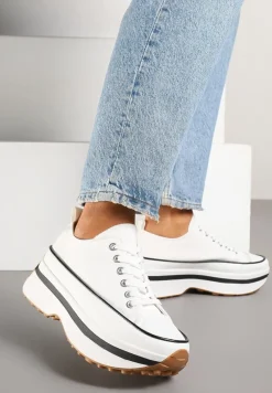 Białe Trampki na Platformie pod Kostkę Faloniela