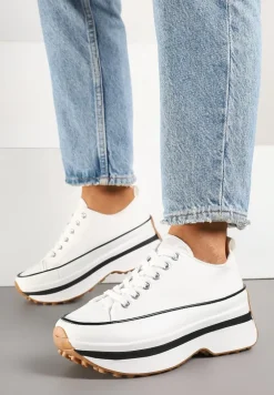 Białe Trampki na Platformie pod Kostkę Faloniela