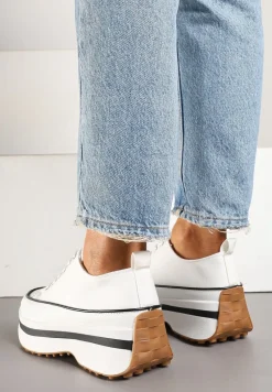 Białe Trampki na Platformie pod Kostkę Faloniela