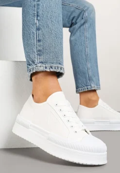 Białe Trampki na Podwójnej Podeszwie z Ozdobnym Znaczkiem na Cholewce Alivrelia