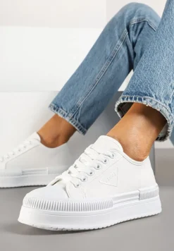 Białe Trampki na Podwójnej Podeszwie z Ozdobnym Znaczkiem na Cholewce Alivrelia