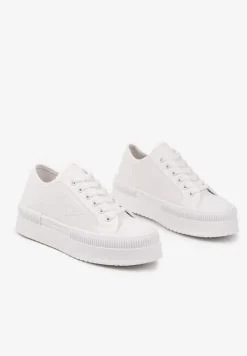 Białe Trampki na Podwójnej Podeszwie z Ozdobnym Znaczkiem na Cholewce Alivrelia